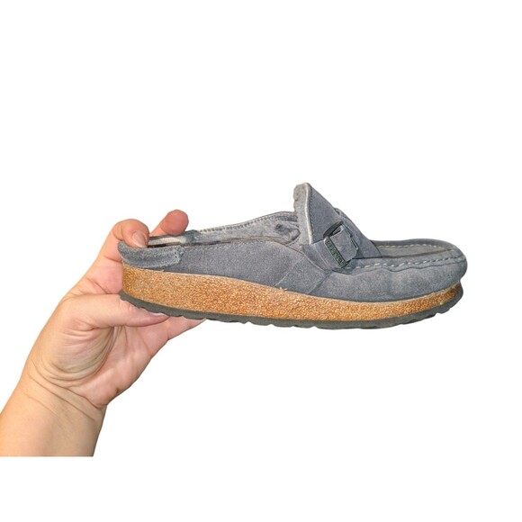 Birkenstock Buckley Shearling Suede Leather Sz 37 Women's 6 Gray Slip On Shoes - Picture 6 of 11